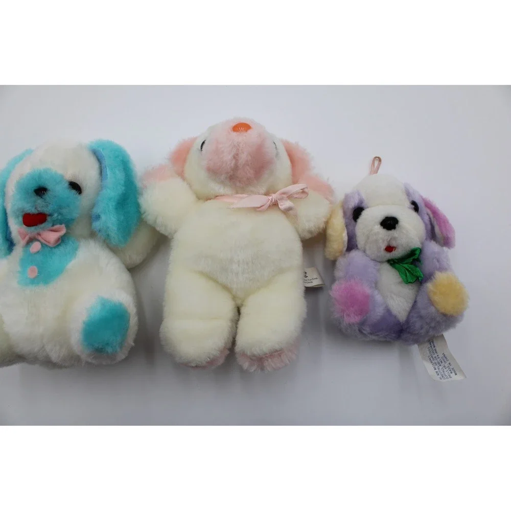 Dan Brechner GAF Dumont Plush Puppy Dog Lot Blue Pink Purple White Vintage 3pc